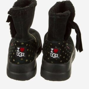 UGG Black Boots with Gold Heart Accents
